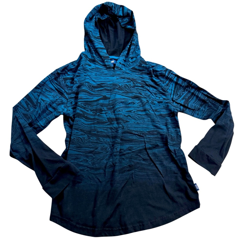 Univibe | Black and Blue Kids Hoodie Long Sleeve Top hombre effect Size Large